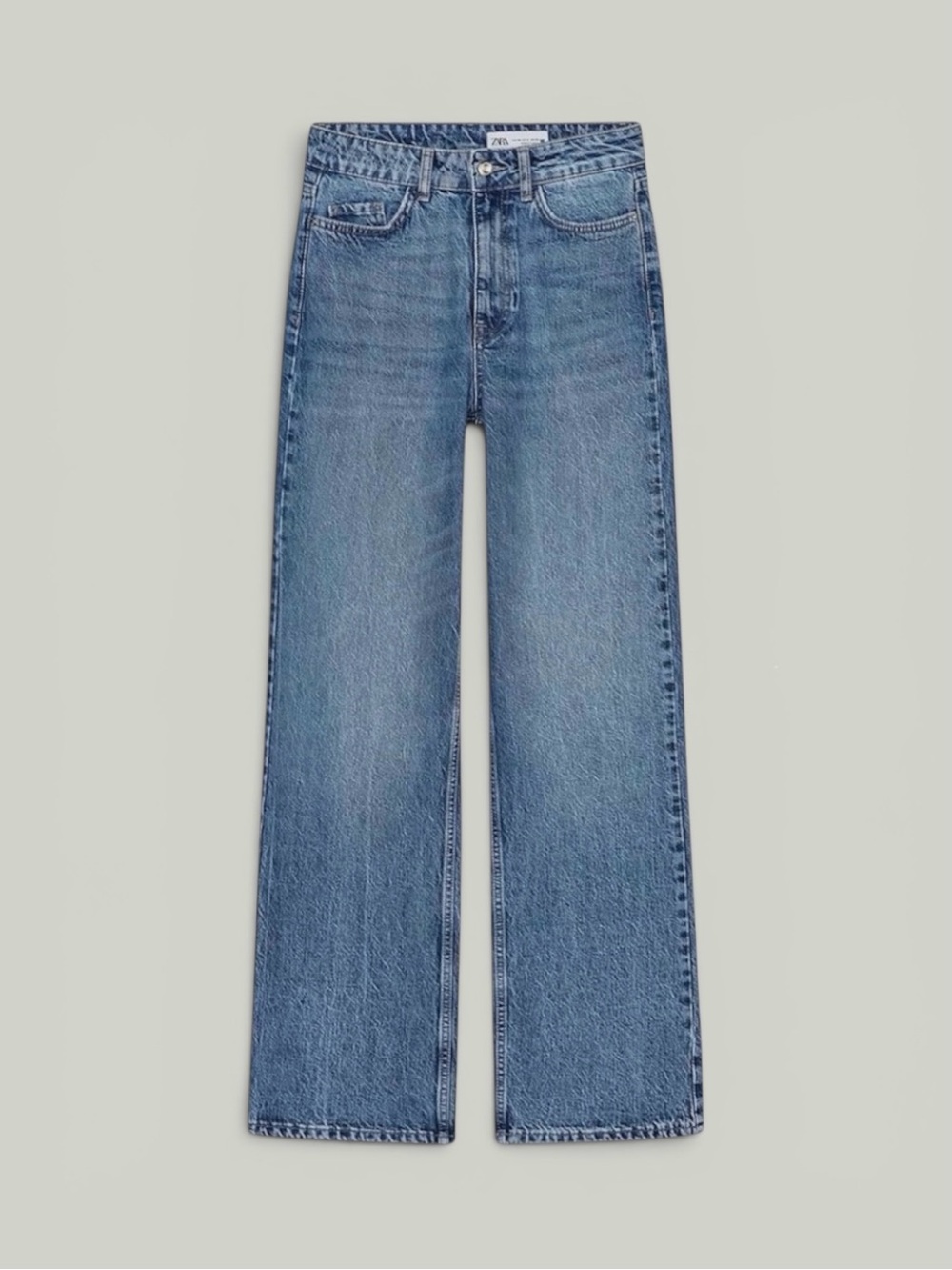 Zara Mid-Blue High-Waisted Straight Leg Jeans